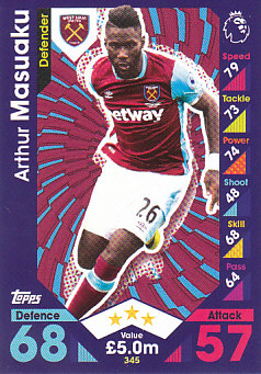 Arthur Masuaku West Ham United 2016/17 Topps Match Attax #345